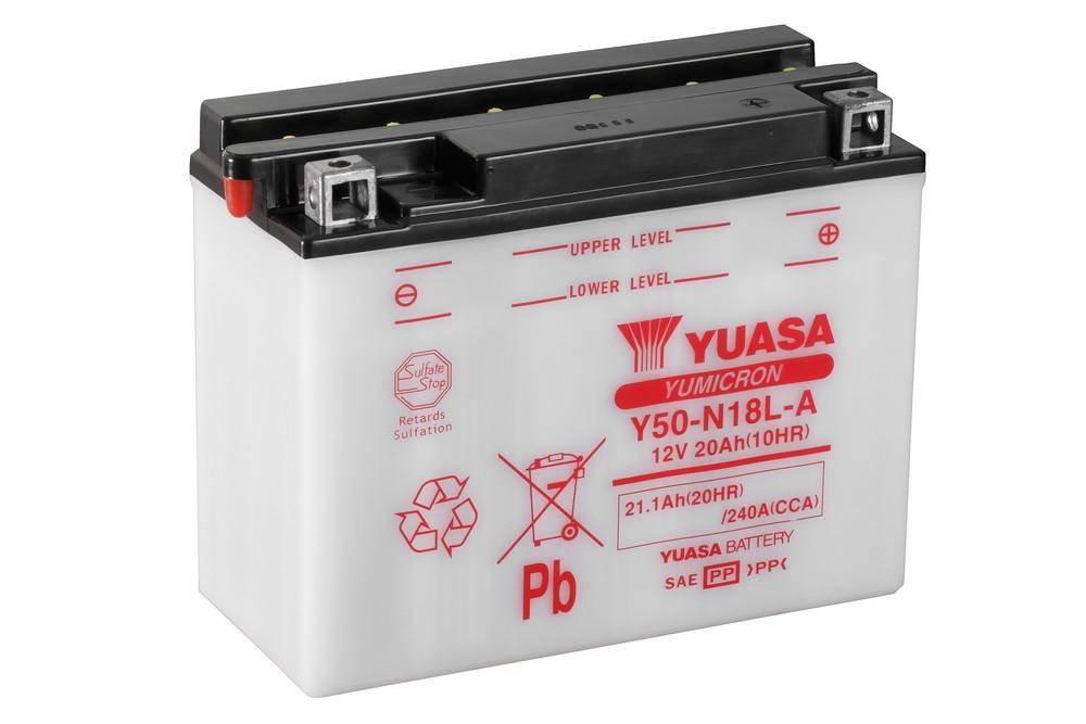 Batteria auto YUASA Moto Y50 N18L A 21. CCA PIOMBO 12V 21.1Ah 240A